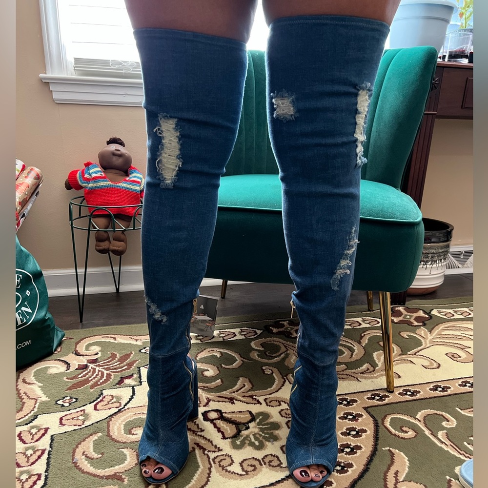 Soho NY Steve Madden Denim Thigh-High Boots